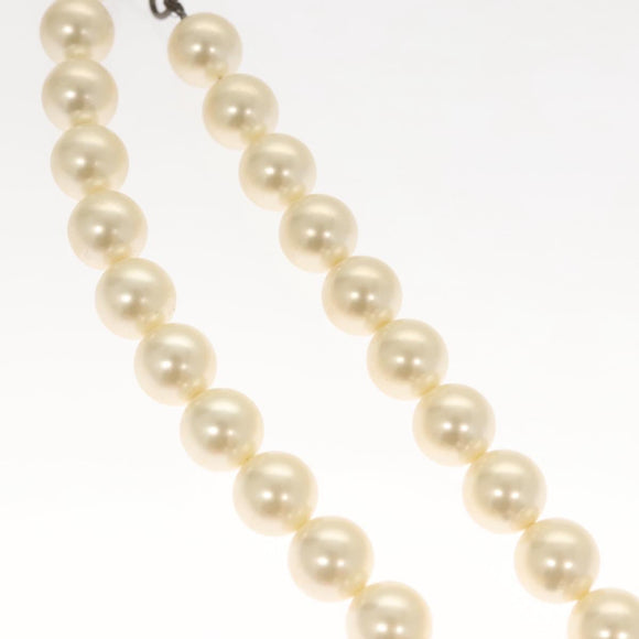 CHANEL Pearl Necklace metal White CC Auth bs25548