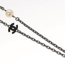 CHANEL Pearl Necklace metal White CC Auth bs25548-7