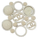 CHANEL Brooch metal White CC Auth bs25549-1