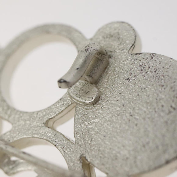 CHANEL Brooch metal White CC Auth bs25549