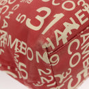 CHANEL Chain Bicy line Tote Bag Canvas Red CC Auth bs25552-13