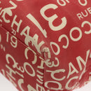 CHANEL Chain Bicy line Tote Bag Canvas Red CC Auth bs25552-14