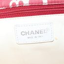 CHANEL Chain Bicy line Tote Bag Canvas Red CC Auth bs25552-15