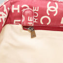 CHANEL Chain Bicy line Tote Bag Canvas Red CC Auth bs25552-19