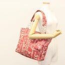 CHANEL Chain Bicy line Tote Bag Canvas Red CC Auth bs25552-25