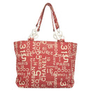 CHANEL Chain Bicy line Tote Bag Canvas Red CC Auth bs25552-3