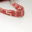 CHANEL Chain Bicy line Tote Bag Canvas Red CC Auth bs25552-8