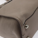 LOEWE Anagram Hand Bag Leather Gray Silver Auth bs25553-14