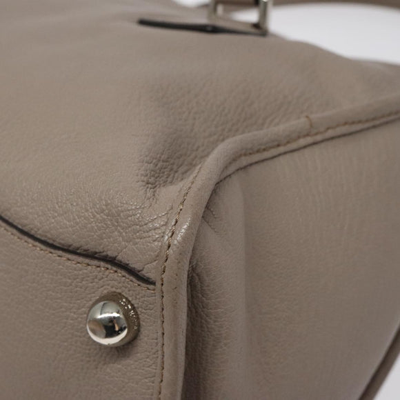 LOEWE Anagram Hand Bag Leather Gray Silver Auth bs25553