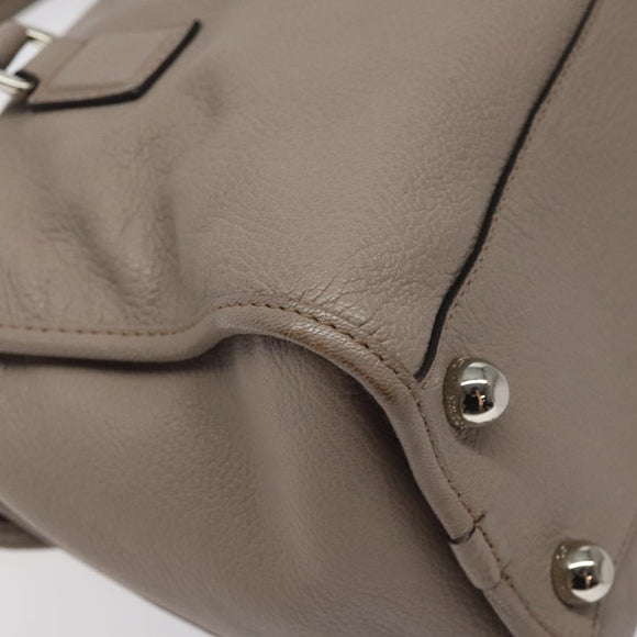 LOEWE Anagram Hand Bag Leather Gray Silver Auth bs25553