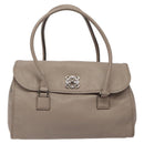 LOEWE Anagram Hand Bag Leather Gray Silver Auth bs25553-13