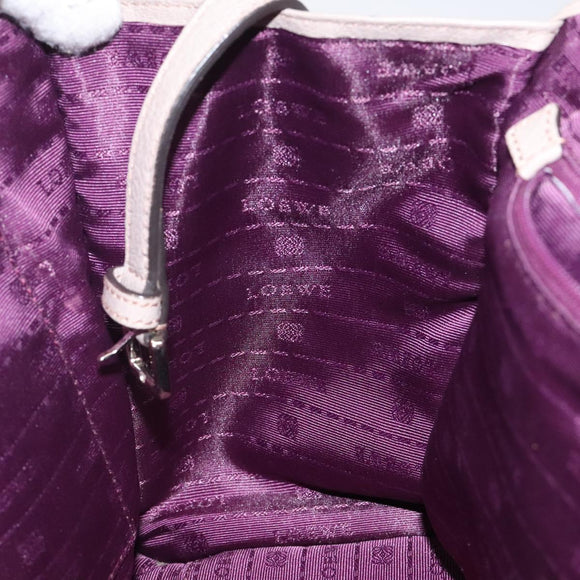 LOEWE Anagram Hand Bag Leather Gray Silver Auth bs25553