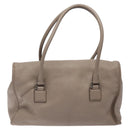 LOEWE Anagram Hand Bag Leather Gray Silver Auth bs25553-2