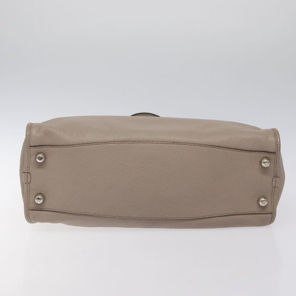 LOEWE Anagram Hand Bag Leather Gray Silver Auth bs25553