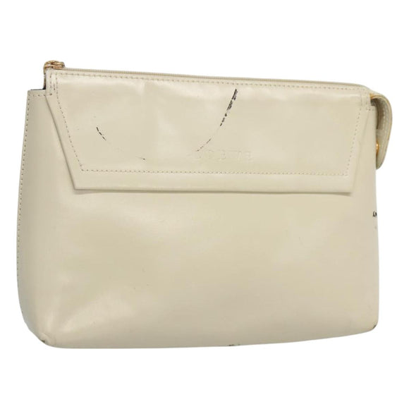 LOEWE Pouch Leather White Auth bs25555