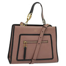 FENDI Runaway Small Hand Bag Leather 2way Pink Gold Auth bs25561-1