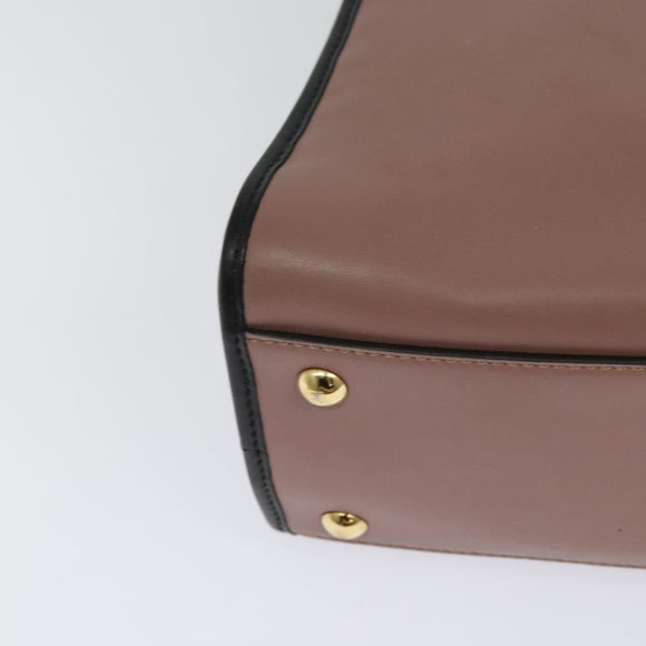 FENDI Runaway Small Hand Bag Leather 2way Pink Gold Auth bs25561