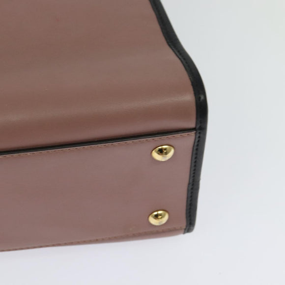 FENDI Runaway Small Hand Bag Leather 2way Pink Gold Auth bs25561