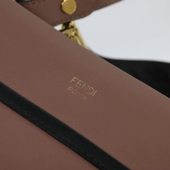FENDI Runaway Small Hand Bag Leather 2way Pink Gold Auth bs25561
