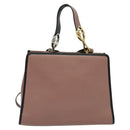 FENDI Runaway Small Hand Bag Leather 2way Pink Gold Auth bs25561-2