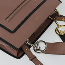 FENDI Runaway Small Hand Bag Leather 2way Pink Gold Auth bs25561-6