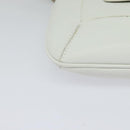 BVLGARI Shoulder Bag Leather White Silver Auth bs25565-14