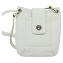 BVLGARI Shoulder Bag Leather White Silver Auth bs25565-13