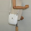BVLGARI Shoulder Bag Leather White Silver Auth bs25565-20