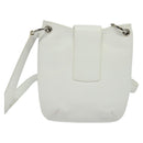 BVLGARI Shoulder Bag Leather White Silver Auth bs25565-2