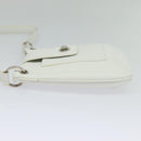 BVLGARI Shoulder Bag Leather White Silver Auth bs25565-3