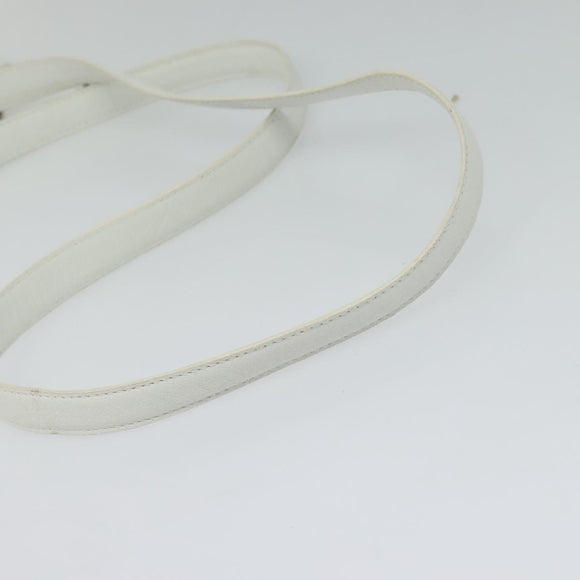 BVLGARI Shoulder Bag Leather White Silver Auth bs25565