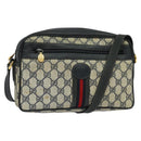 GUCCI GG Supreme Sherry Line Shoulder Bag PVC Navy Gold Red Auth bs25574-1