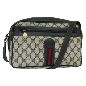 GUCCI GG Supreme Sherry Line Shoulder Bag PVC Navy Gold Red Auth bs25574