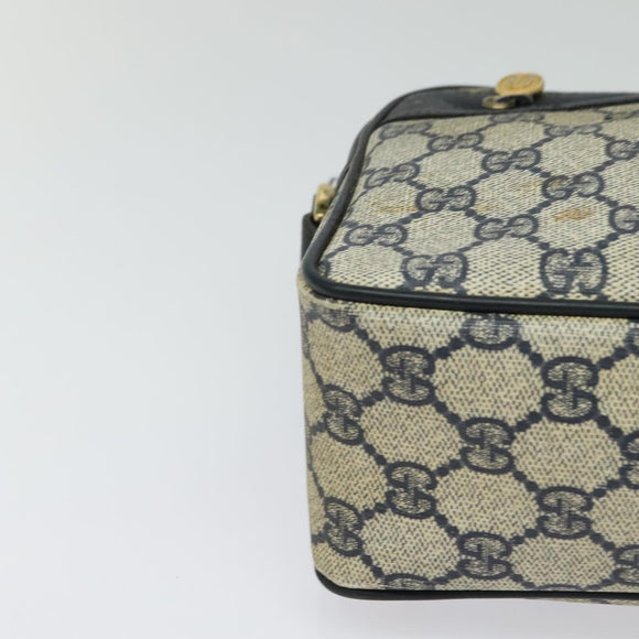 GUCCI GG Supreme Sherry Line Shoulder Bag PVC Navy Gold Red Auth bs25574