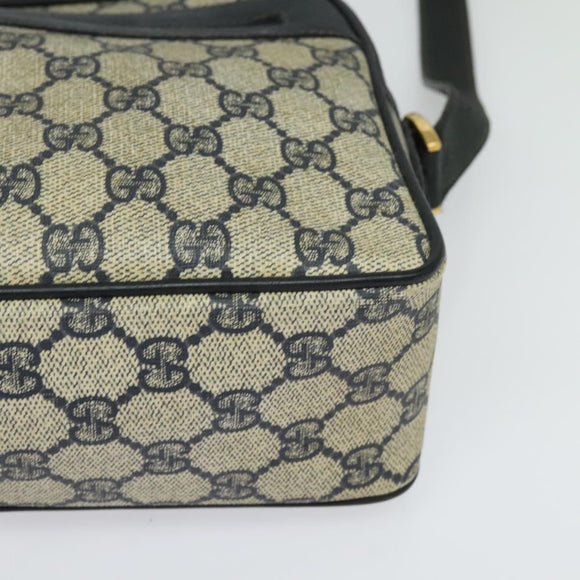 GUCCI GG Supreme Sherry Line Shoulder Bag PVC Navy Gold Red Auth bs25574