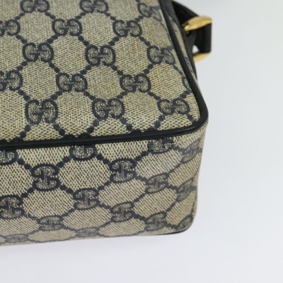 GUCCI GG Supreme Sherry Line Shoulder Bag PVC Navy Gold Red Auth bs25574