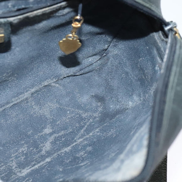 GUCCI GG Supreme Sherry Line Shoulder Bag PVC Navy Gold Red Auth bs25574