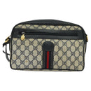 GUCCI GG Supreme Sherry Line Shoulder Bag PVC Navy Gold Red Auth bs25574-13