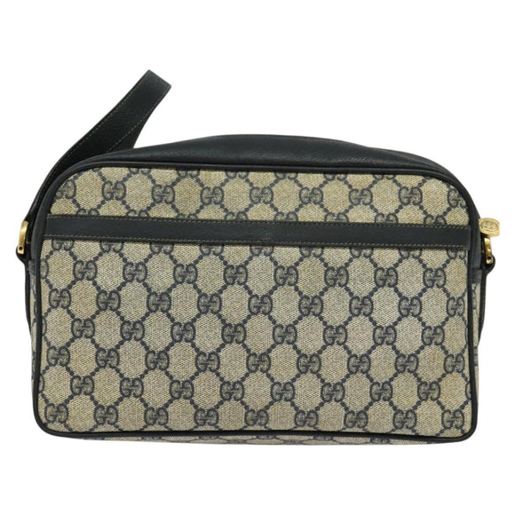 GUCCI GG Supreme Sherry Line Shoulder Bag PVC Navy Gold Red Auth bs25574