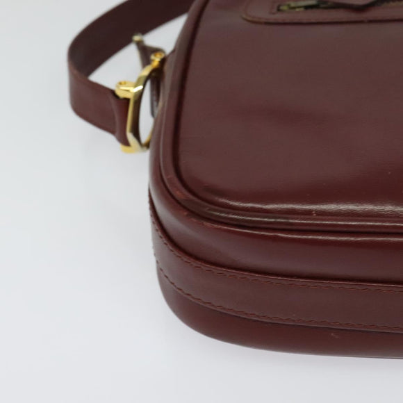 CARTIER Must Line Shoulder Bag Leather Bordeaux Gold Auth bs25581