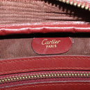 CARTIER Must Line Shoulder Bag Leather Bordeaux Gold Auth bs25581-15