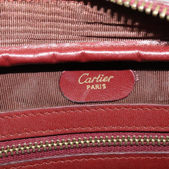 CARTIER Must Line Shoulder Bag Leather Bordeaux Gold Auth bs25581