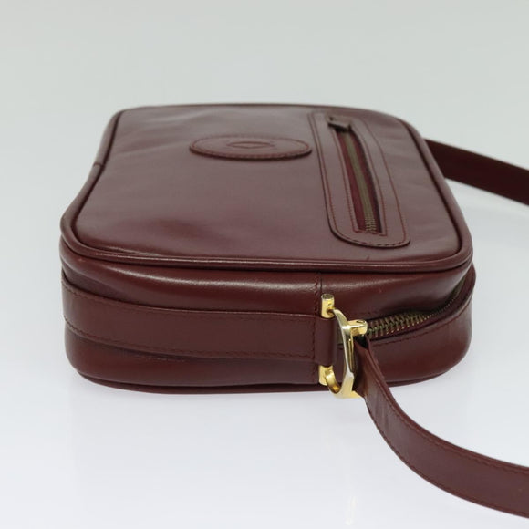 CARTIER Must Line Shoulder Bag Leather Bordeaux Gold Auth bs25581