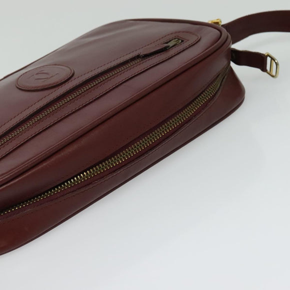 CARTIER Must Line Shoulder Bag Leather Bordeaux Gold Auth bs25581