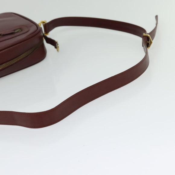 CARTIER Must Line Shoulder Bag Leather Bordeaux Gold Auth bs25581