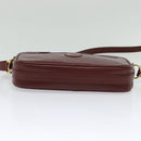 CARTIER Must Line Shoulder Bag Leather Bordeaux Gold Auth bs25581-9