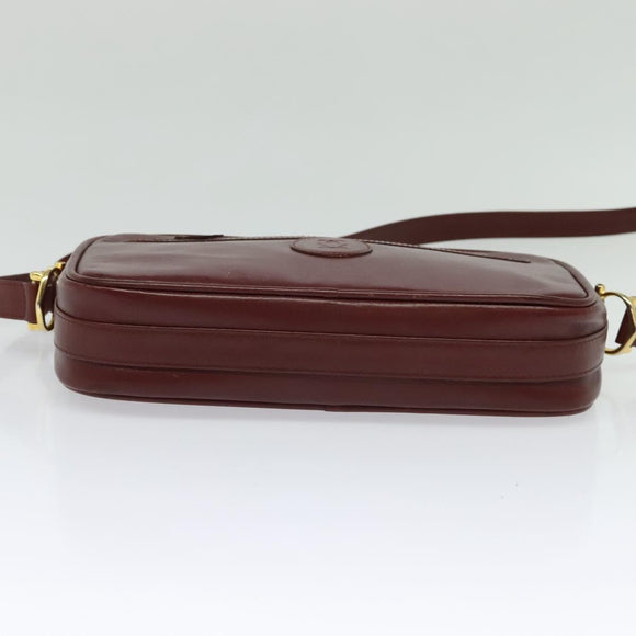 CARTIER Must Line Shoulder Bag Leather Bordeaux Gold Auth bs25581