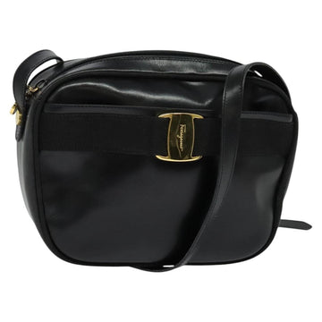 Salvatore Ferragamo Vala Shoulder Bag Leather Black Auth bs25584
