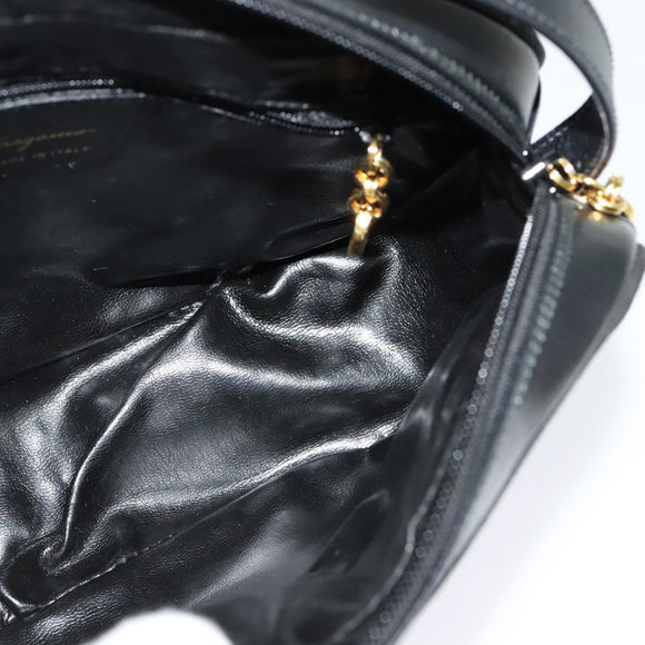 Salvatore Ferragamo Vala Shoulder Bag Leather Black Auth bs25584