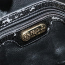 FENDI Shoulder Bag Nylon Black Gold Auth bs25587-17